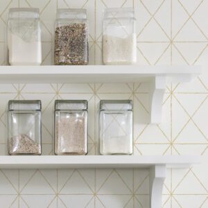 White & Gold Get In Line Peel & Stick Wallpaper