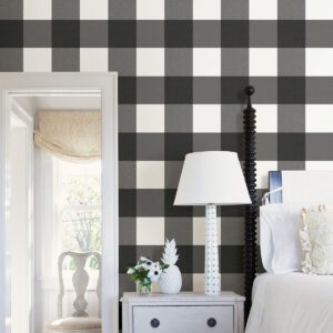 Charcoal Farmhouse Plaid Peel & Stick Wallpaper