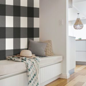 Charcoal Farmhouse Plaid Peel & Stick Wallpaper