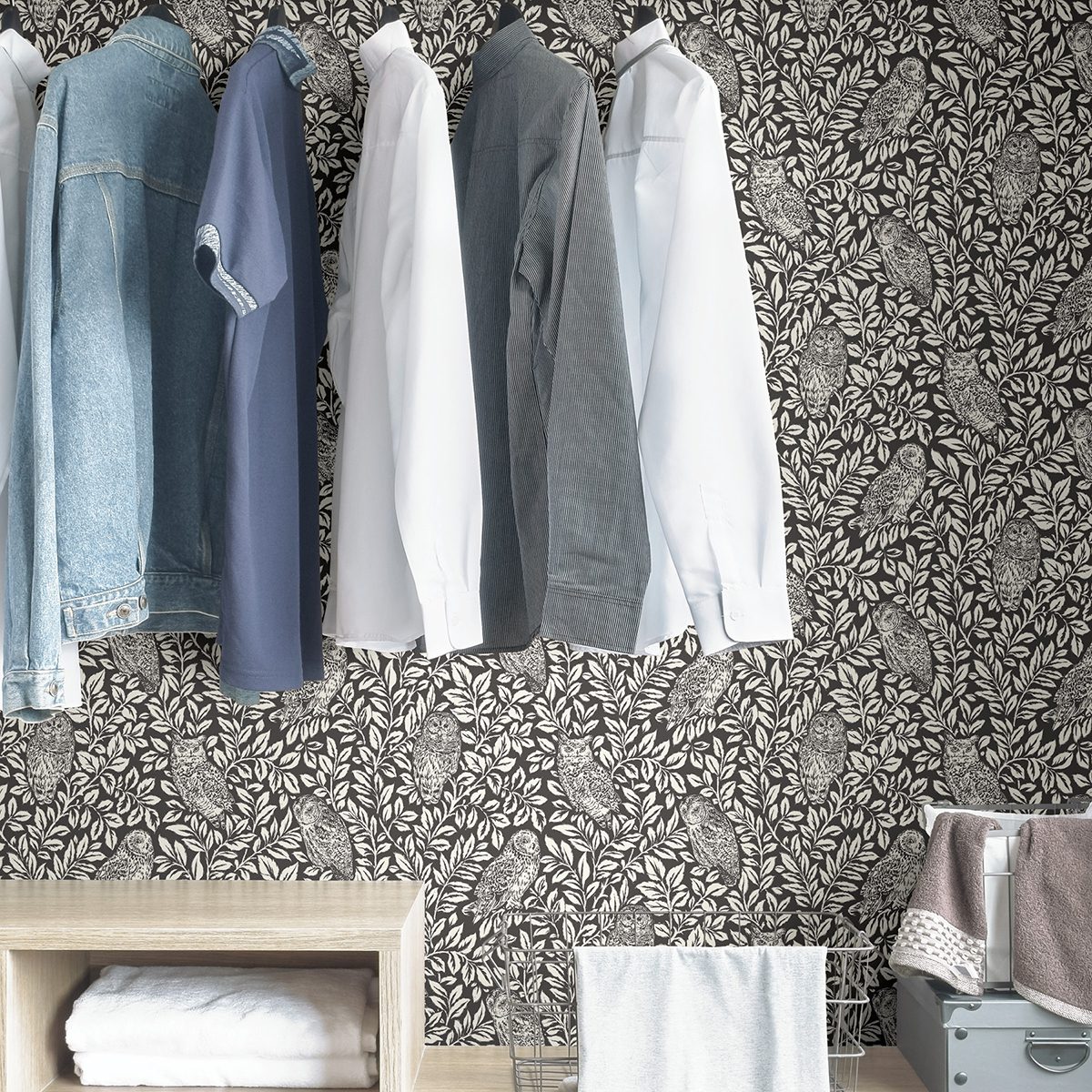 0045800 charcoal sleepy owls peel and stick wallpaper.jpeg