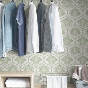 Green Primitive Leaves Peel & Stick Wallpaper