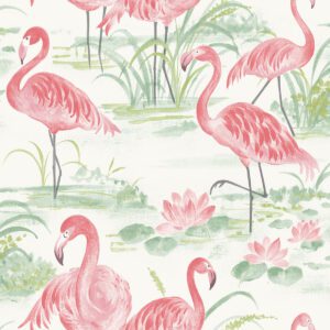 Pink Flamingo Beach Peel & Stick Wallpaper