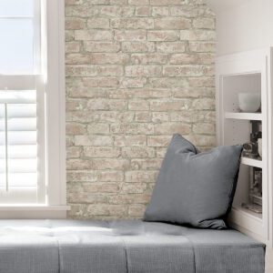 White Washed Denver Brick Peel and Stick Wallpaper