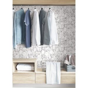 Black & White Paws On Peel & Stick Wallpaper