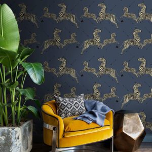 Denim Zebra Safari Scalamandré Self Adhesive Wallpaper