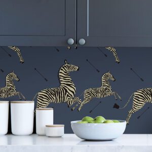 Denim Zebra Safari Scalamandré Self Adhesive Wallpaper