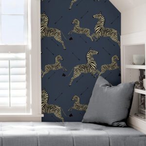 Denim Zebra Safari Scalamandré Self Adhesive Wallpaper