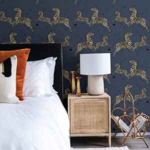 Denim Zebra Safari Scalamandré Self Adhesive Wallpaper
