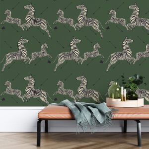 Serengeti Green Zebra Safari Scalamandré Self Adhesive Wallpaper