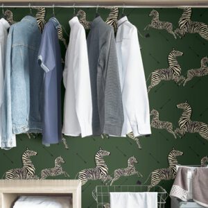 Serengeti Green Zebra Safari Scalamandré Self Adhesive Wallpaper