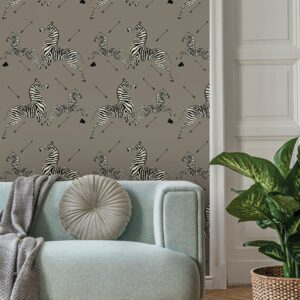 Grey Zebra Safari Scalamandré Self Adhesive Wallpaper