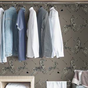 Grey Zebra Safari Scalamandré Self Adhesive Wallpaper