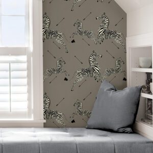 Grey Zebra Safari Scalamandré Self Adhesive Wallpaper