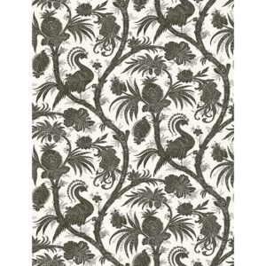 Charcoal Balinese Peacock Scalamandré Self Adhesive Wallpaper