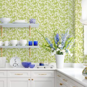 Pear Balinese Peacock Scalamandré Self Adhesive Wallpaper