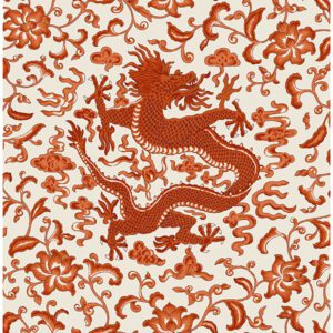 Persimmon Chien Dragon Scalamandré Self Adhesive Wallpaper
