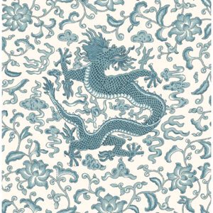 Peacock Chien Dragon Scalamandré Self Adhesive Wallpaper