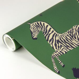 Serengeti Green Zebra Safari Scalamandré Self Adhesive Wallpaper