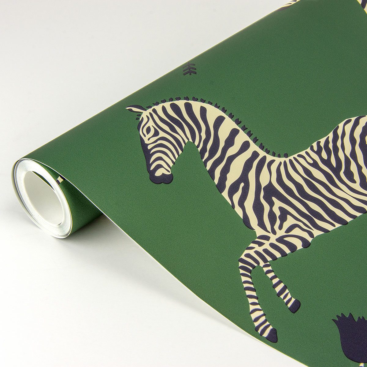 Serengeti Green Zebra Safari Scalamandré Self Adhesive Wallpaper