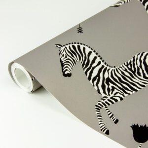 Grey Zebra Safari Scalamandré Self Adhesive Wallpaper