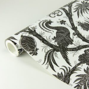Charcoal Balinese Peacock Scalamandré Self Adhesive Wallpaper