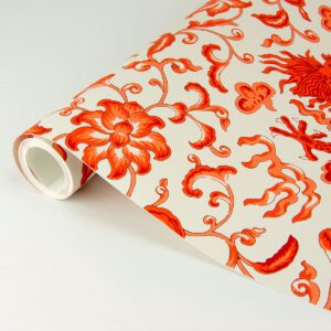 Persimmon Chien Dragon Scalamandré Self Adhesive Wallpaper