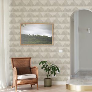 Taupe Mountain Peak Peel & Stick String Wallpaper