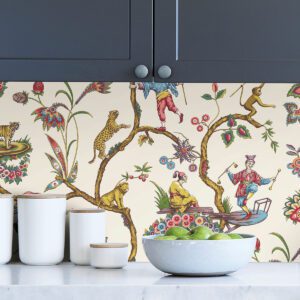 White Chinoise Exotique Scalamandre Self Adhesive Wallpaper