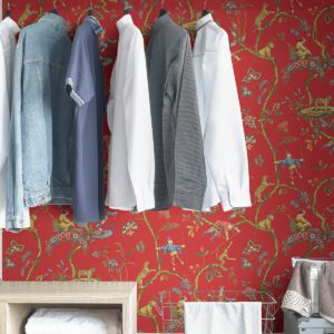 Tomato Chinoise Exotique Scalamandre Self Adhesive Wallpaper