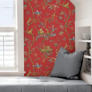 Tomato Chinoise Exotique Scalamandre Self Adhesive Wallpaper