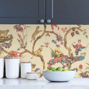 Ecru Chinoise Exotique Scalamandre Self Adhesive Wallpaper