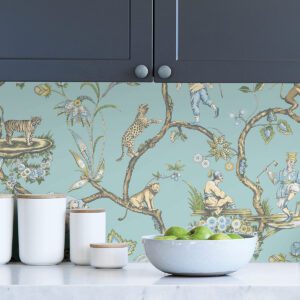 Robin Egg Chinoise Exotique Scalamandre Self Adhesive Wallpaper