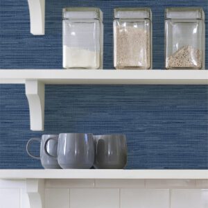 Avery Weave Navy Peel and Stick Wallpaper