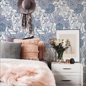 Navy Secret Garden Peel & Stick Wallpaper