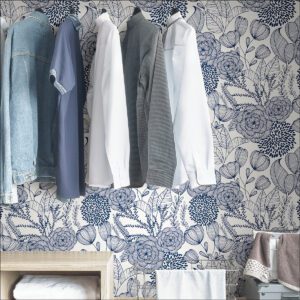 Navy Secret Garden Peel & Stick Wallpaper