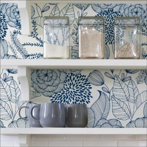 Navy Secret Garden Peel & Stick Wallpaper