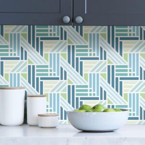 Teal Geo Medallion Peel and Stick Wallpaper