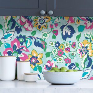 Turquoise Sunny Garden Peel and Stick Wallpaper