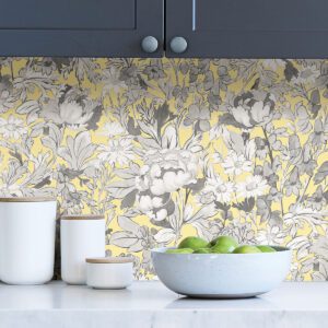 Yellow Toile Foliage Peel and Stick Wallpaper