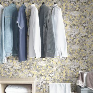 Yellow Toile Foliage Peel and Stick Wallpaper