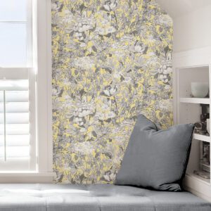 Yellow Toile Foliage Peel and Stick Wallpaper