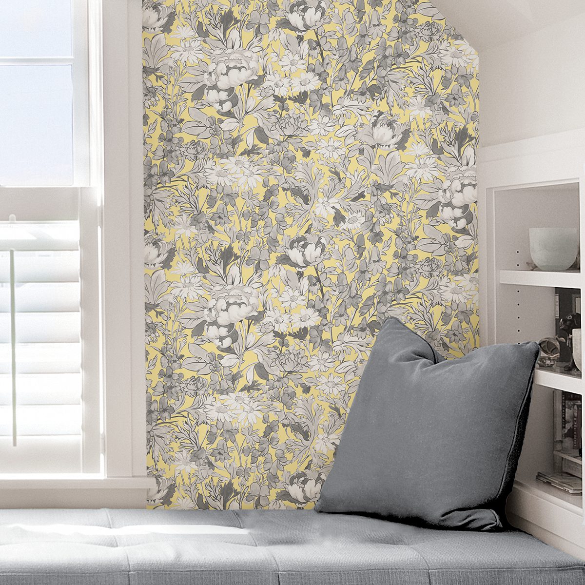 Yellow Toile Foliage Peel and Stick Wallpaper