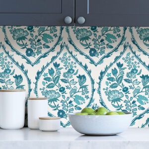 Aqua Foxwood Meadow Peel and Stick Wallpaper