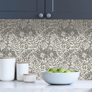 Black Foliole Peel & Stick Wallpaper