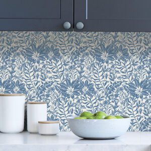 Blue Foliole Peel & Stick Wallpaper