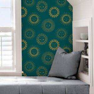 Teal Konark Peel & Stick Wallpaper