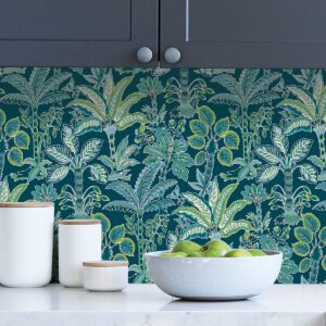 Teal Kapok Peel & Stick Wallpaper