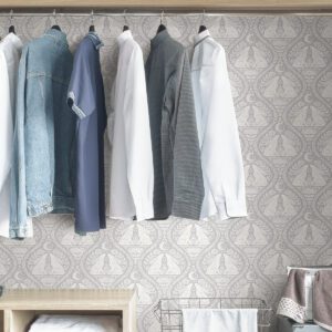 Grey Moon Rabbit Peel & Stick Wallpaper