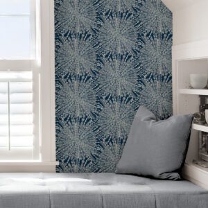Navy Sunburst Peel and Stick Wallpaper