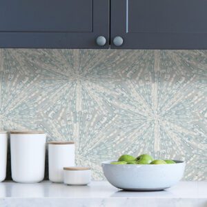 Grey Blue Sunburst Peel and Stick Wallpaper